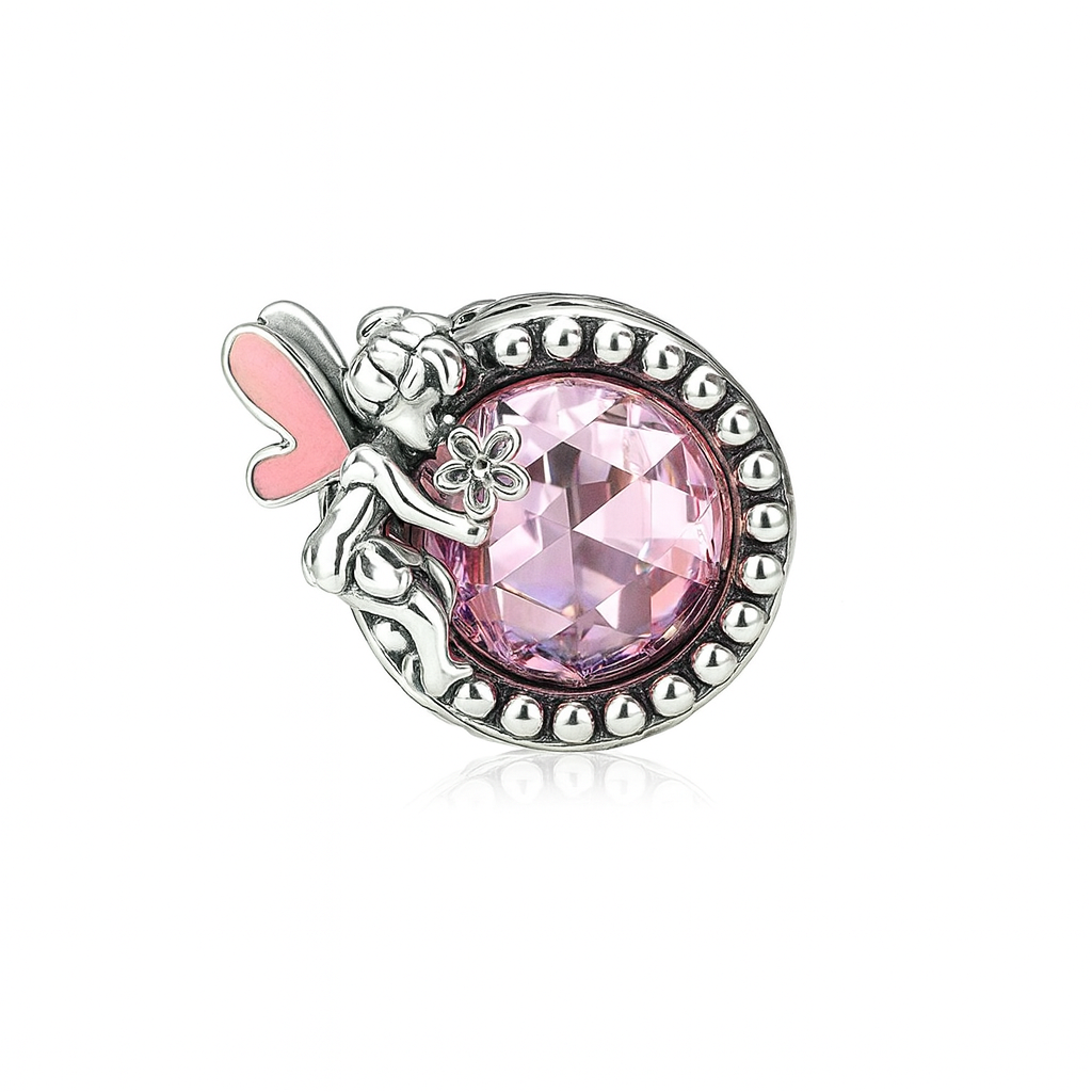 Sterling Silver Charm - Pink Fairy Crystal Charm