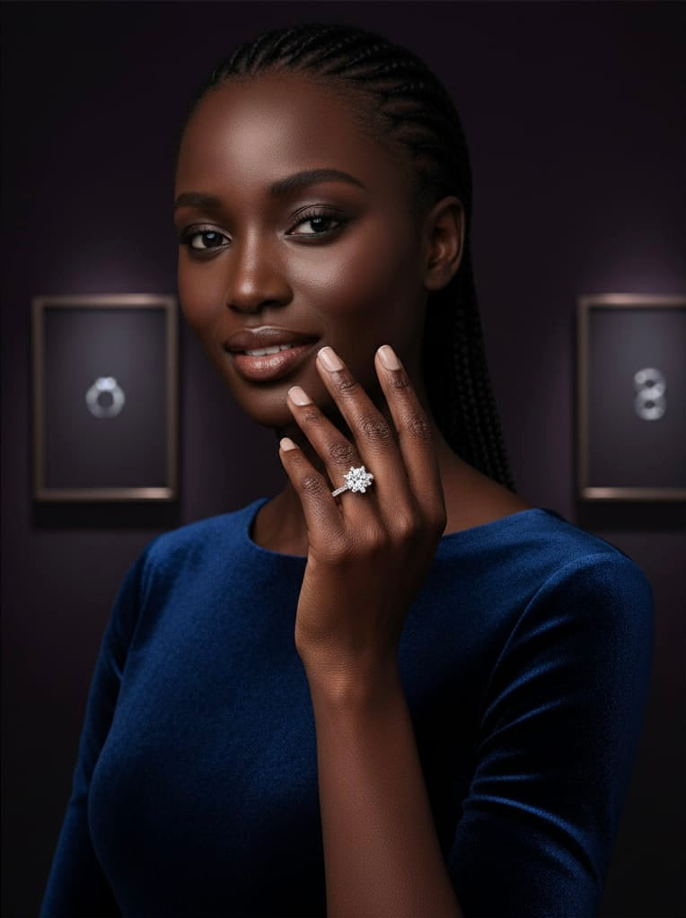 Sterling Silver Round Cut Solitaire Ring with Side Stones