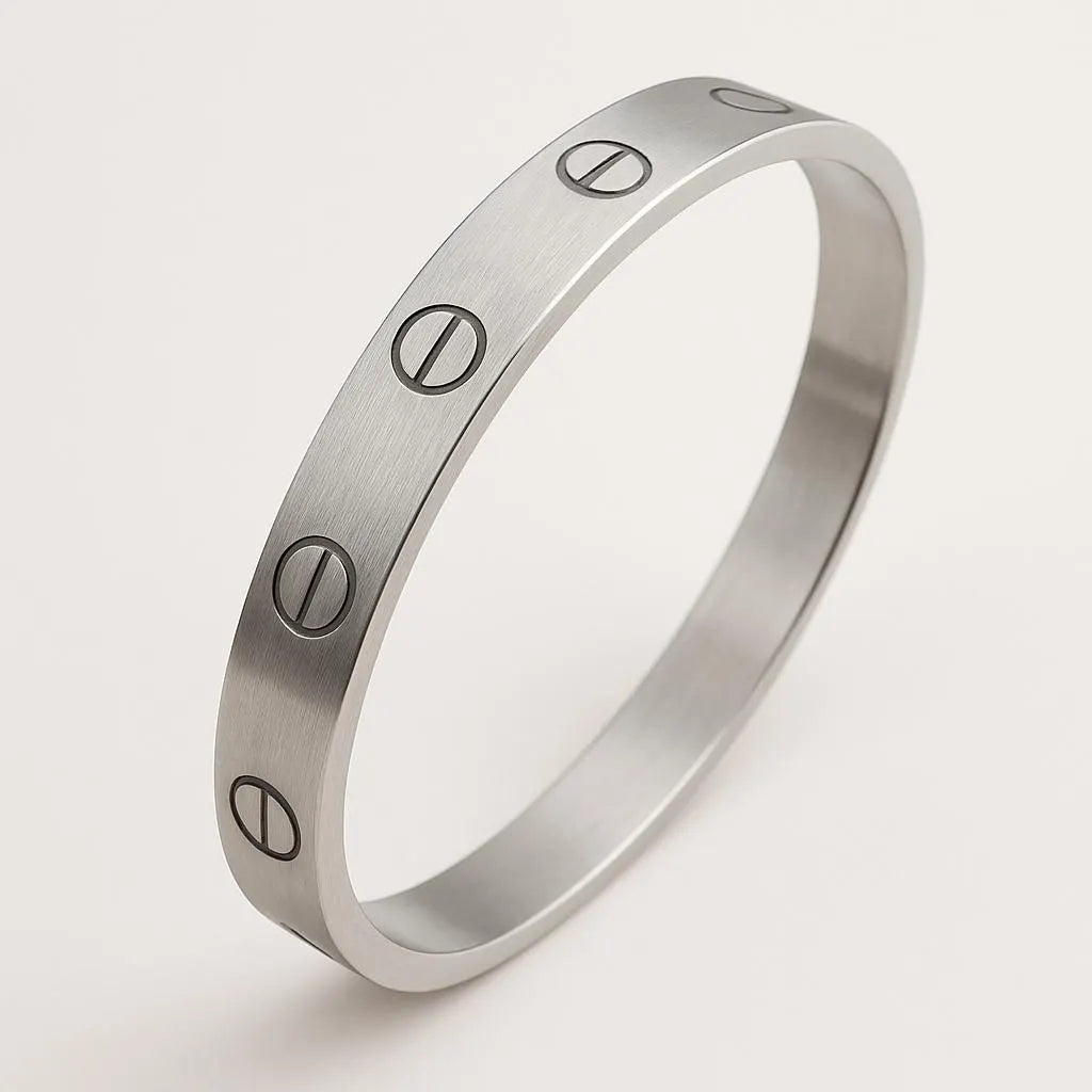 Bangle, Gold plated l Steel Bangle waterproof Unisex Screw Design Bangle Bracelet | Minimalist Gold & Silver Cuff |Stainless Steel