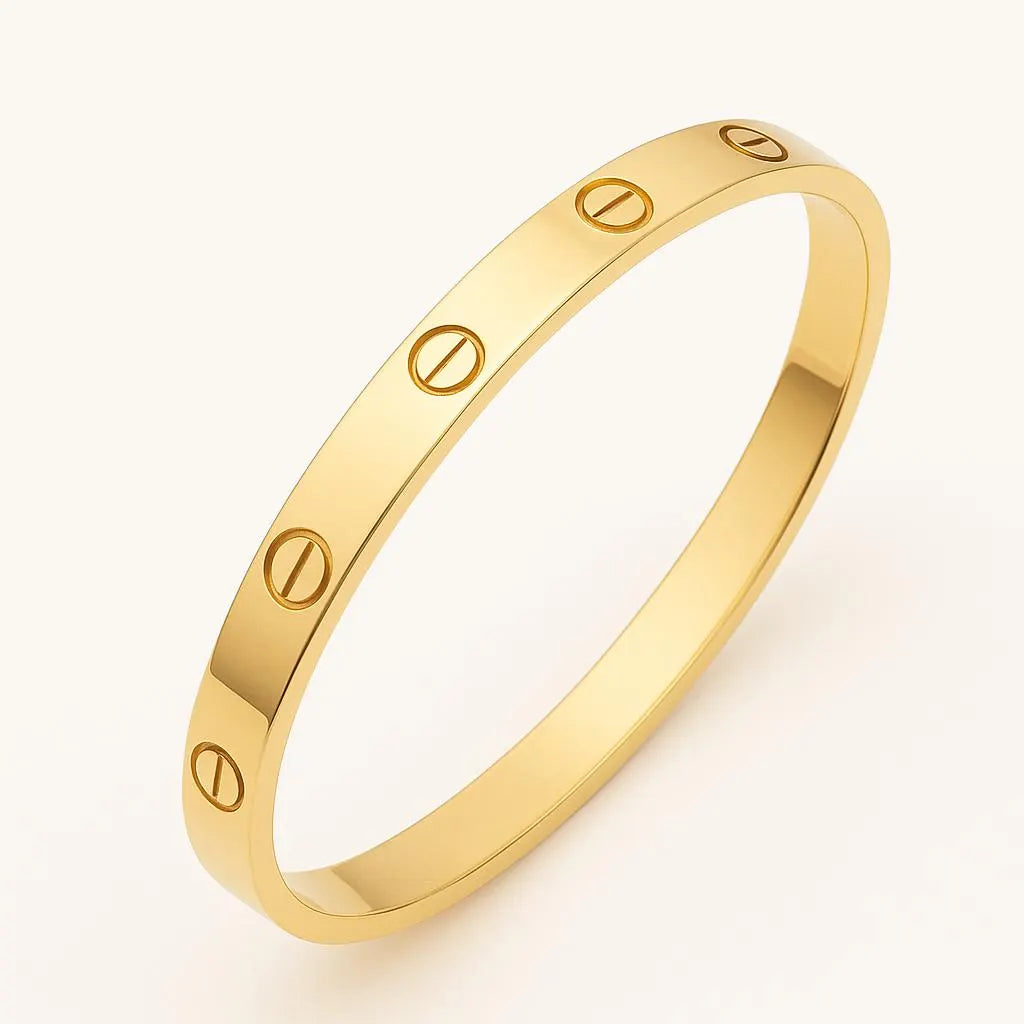 Bangle, Gold plated l Steel Bangle waterproof Unisex Screw Design Bangle Bracelet | Minimalist Gold & Silver Cuff |Stainless Steel