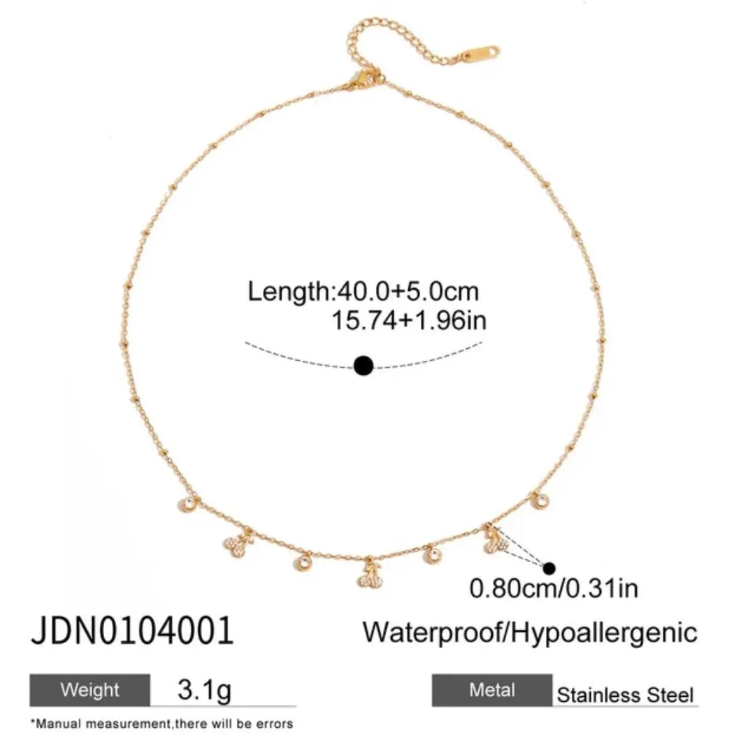 18k Gold Plated Cherry Charm Necklace with Zircon Drops